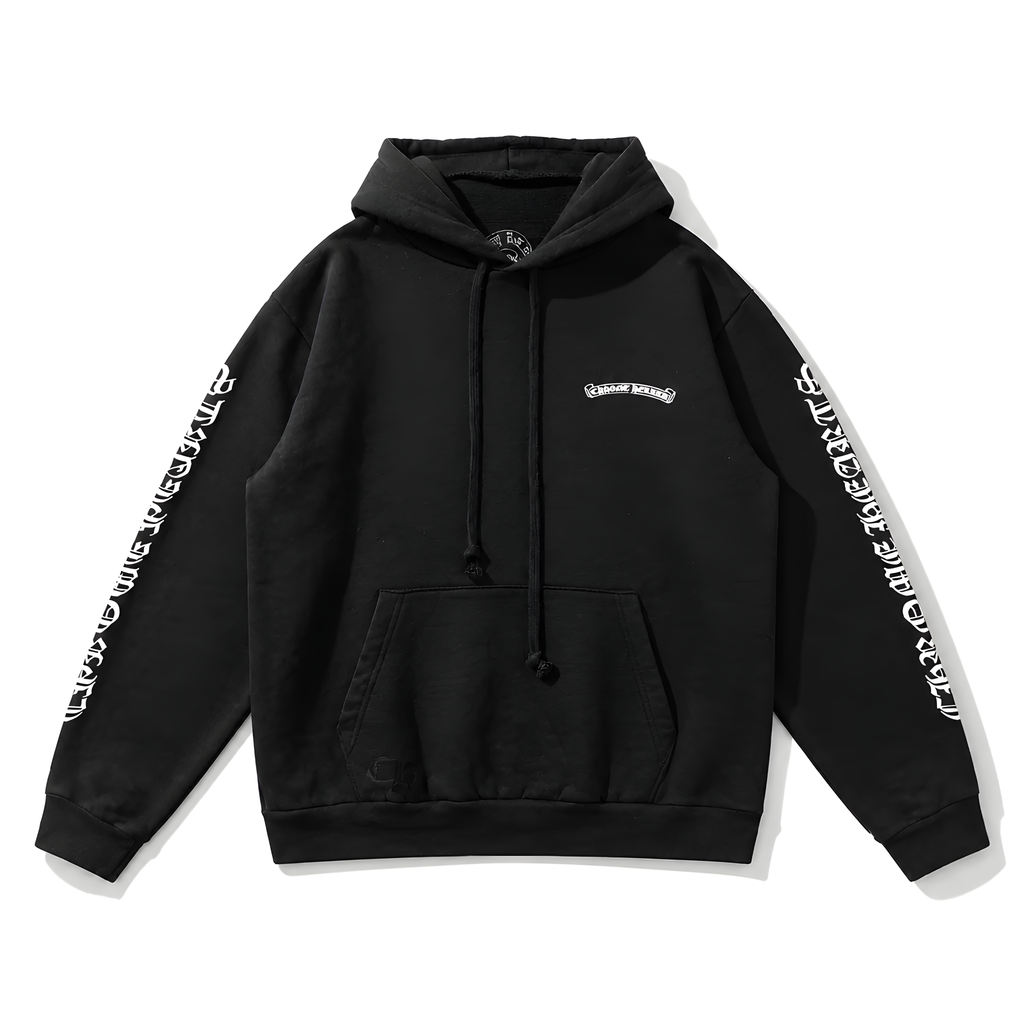 Chrome Hearts Black Scroll Logo Pullover Hoodie