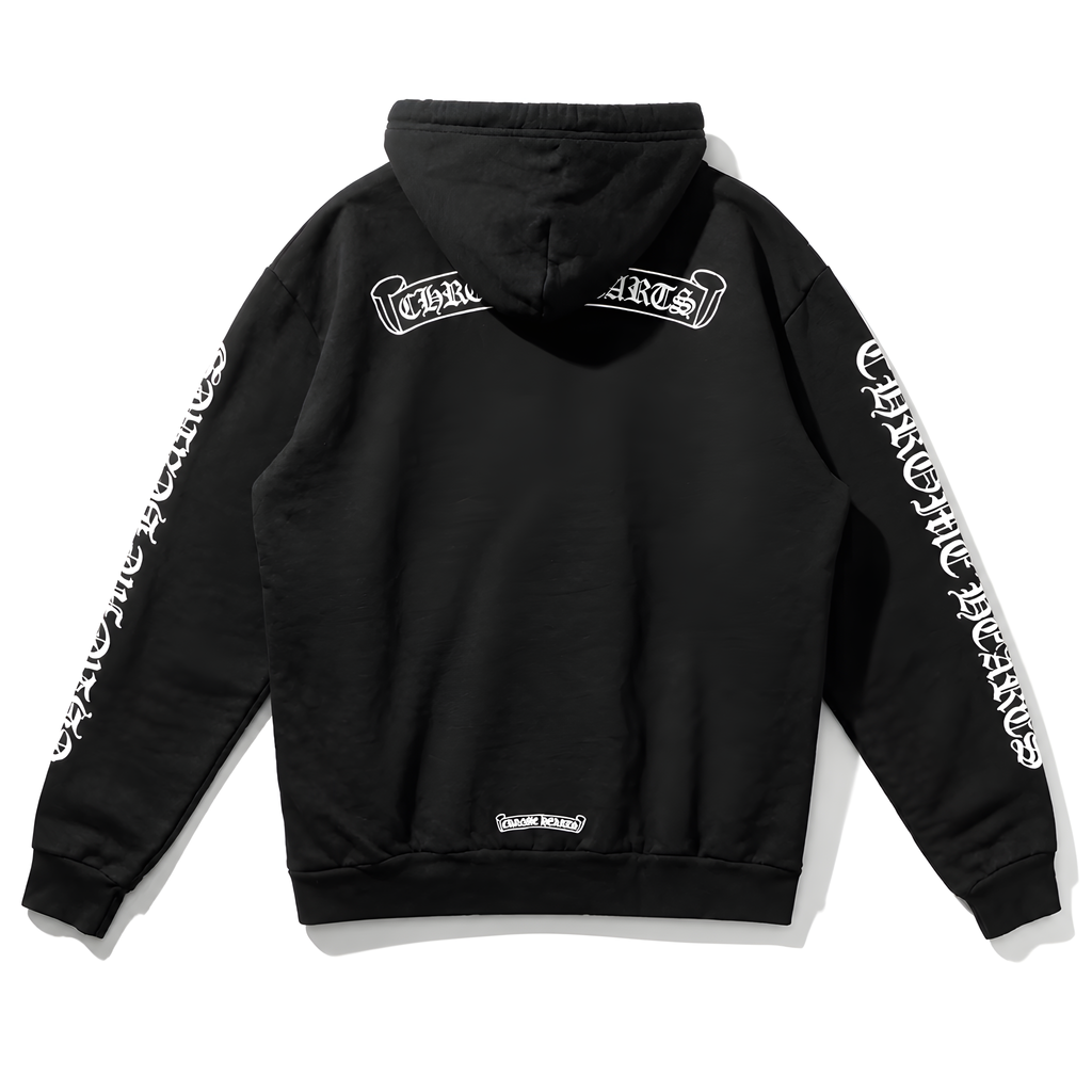 Chrome Hearts Black Scroll Logo Pullover Hoodie