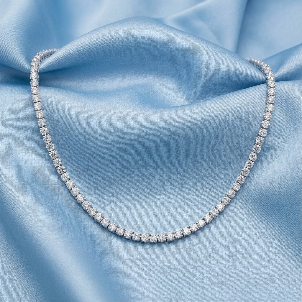 TENNIS CHAIN NECKLACES 20" LAB DIAMOND 3.5MM WHITE GOLD