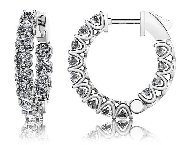 EARRINGS 3MM SMALL HOOD LAB DIAMOND