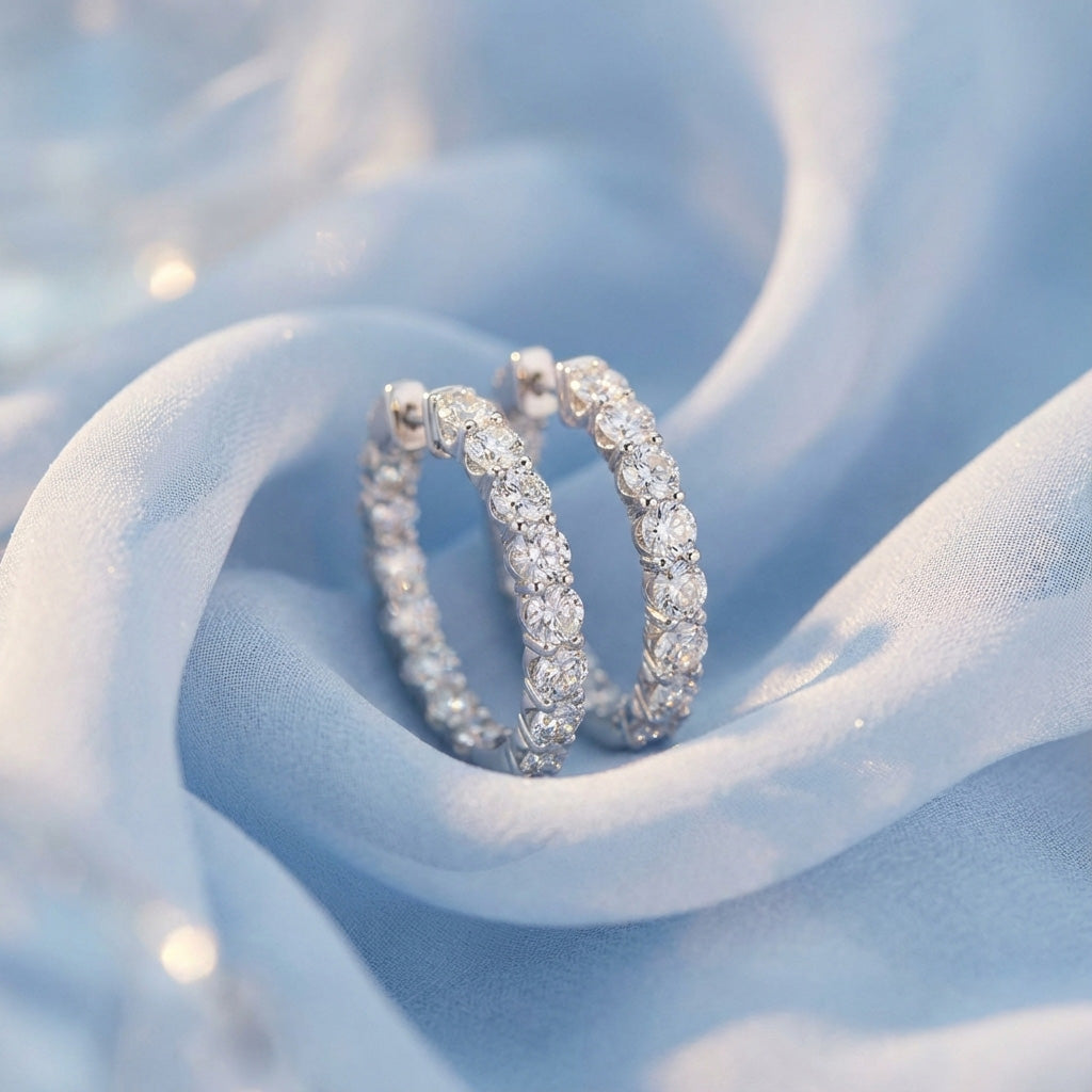 EARRINGS 3MM SMALL HOOD LAB DIAMOND