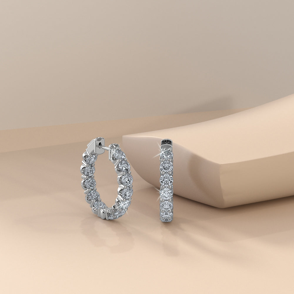 EARRINGS 3MM SMALL HOOD LAB DIAMOND