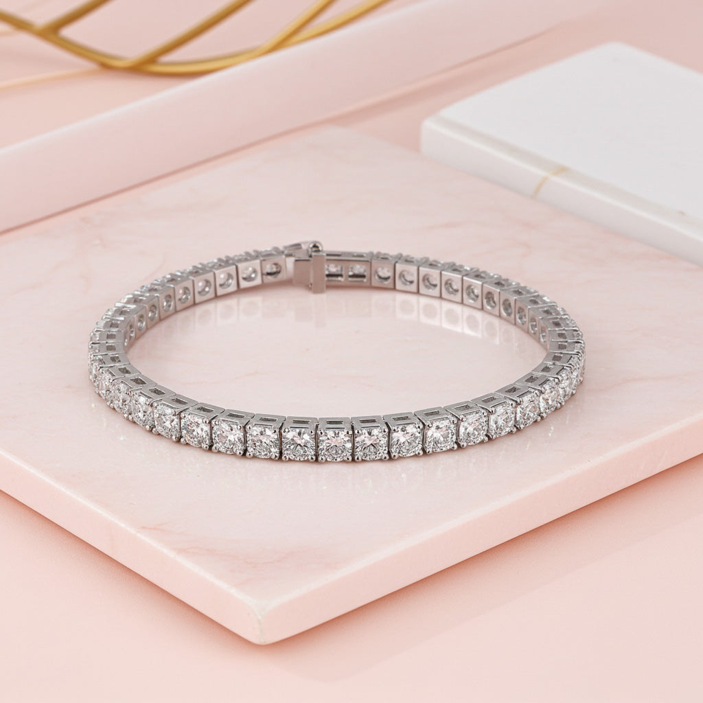 TENNIS BRACELET 3MM LAB DIAMOND 4 PRONG WHITE GOLD