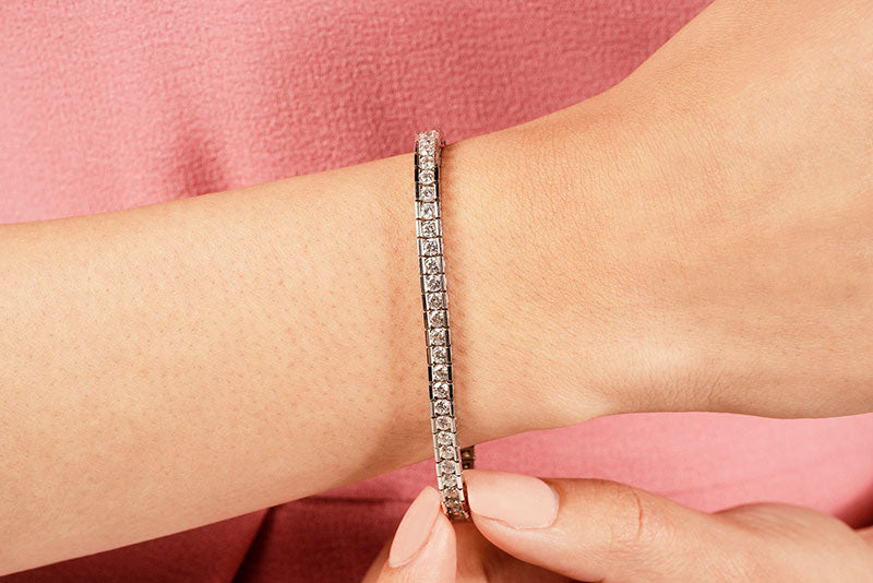 TENNIS BRACELET 4MM LAB DIAMOND BOX WHITE GOLD