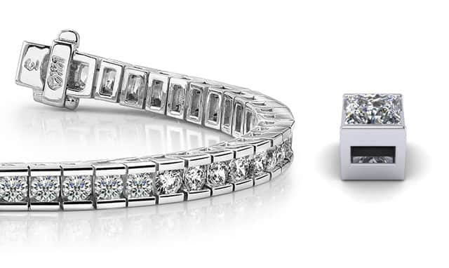 TENNIS BRACELET 4MM LAB DIAMOND BOX WHITE GOLD